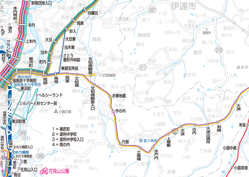福島交通　路線図：岡部