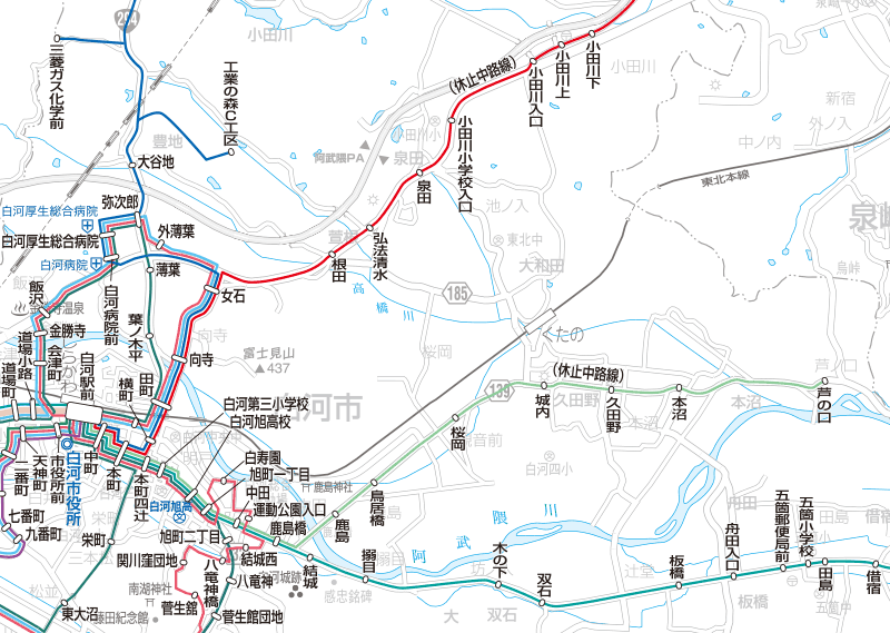 福島交通　路線図：西郷・白河➁