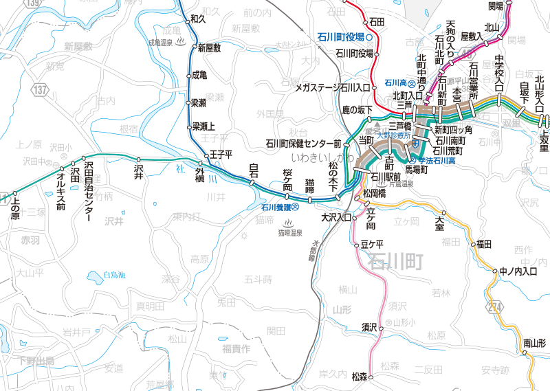 福島交通　路線図：石川