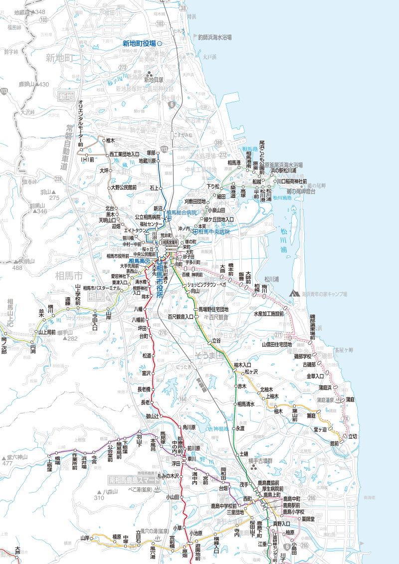 福島交通　路線図：相馬・鹿島