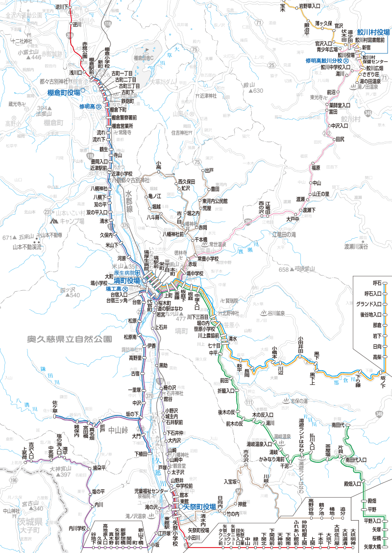 福島交通　路線図：棚倉・矢祭